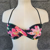 Loco Boutique Woman's Tropical Orchid Twisted Bandeau Bikini Top - BLACK / XS