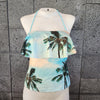 Palm Photo Flounce Top Tankini - MINT / S