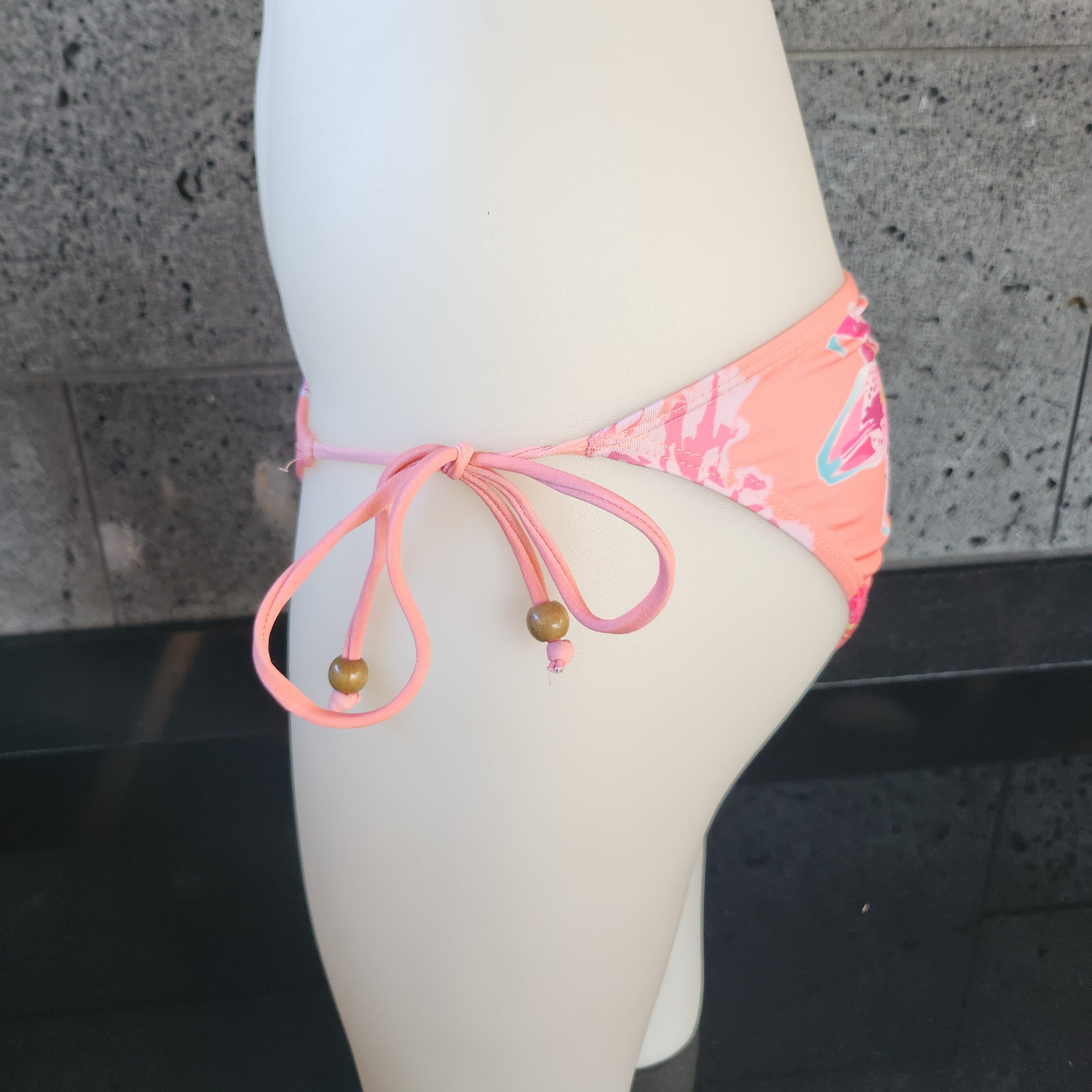 Loco Boutique Woman's Tropical Orchid Cinched Back Side Ties Bikini Bottom