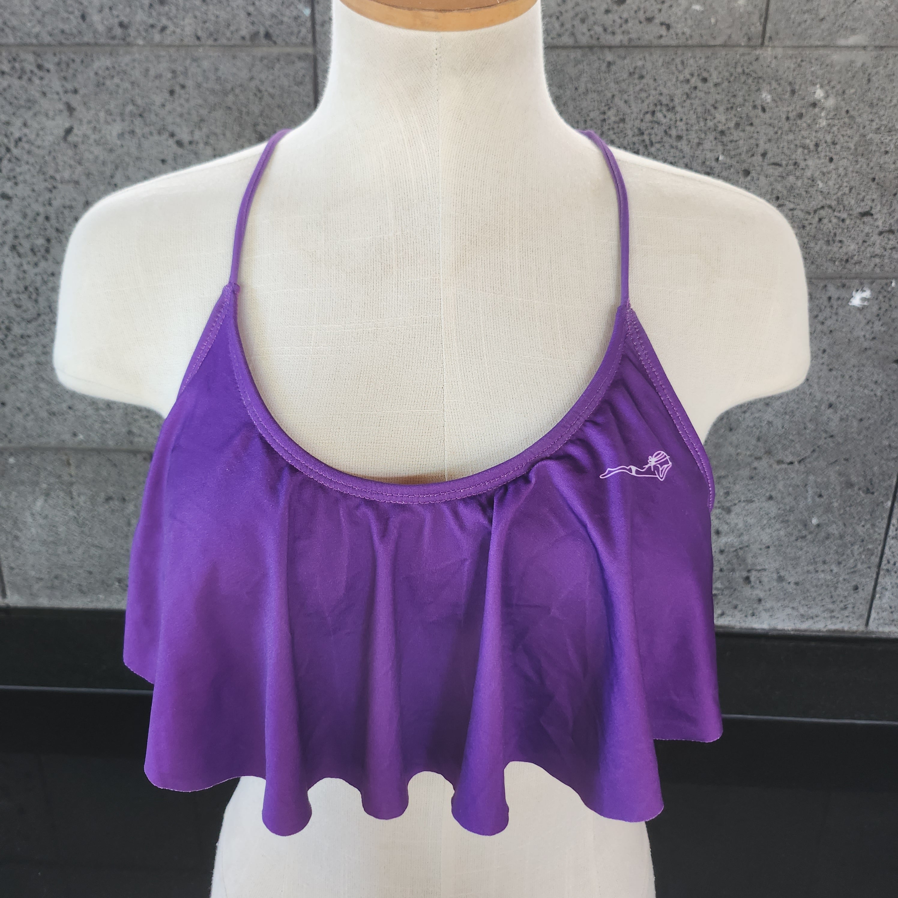 Loco Boutique Solid Logo Flounce Crop Top