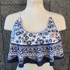 Loco Boutique Waikiki Fireworks Flounce Crop Top - WHITE / M