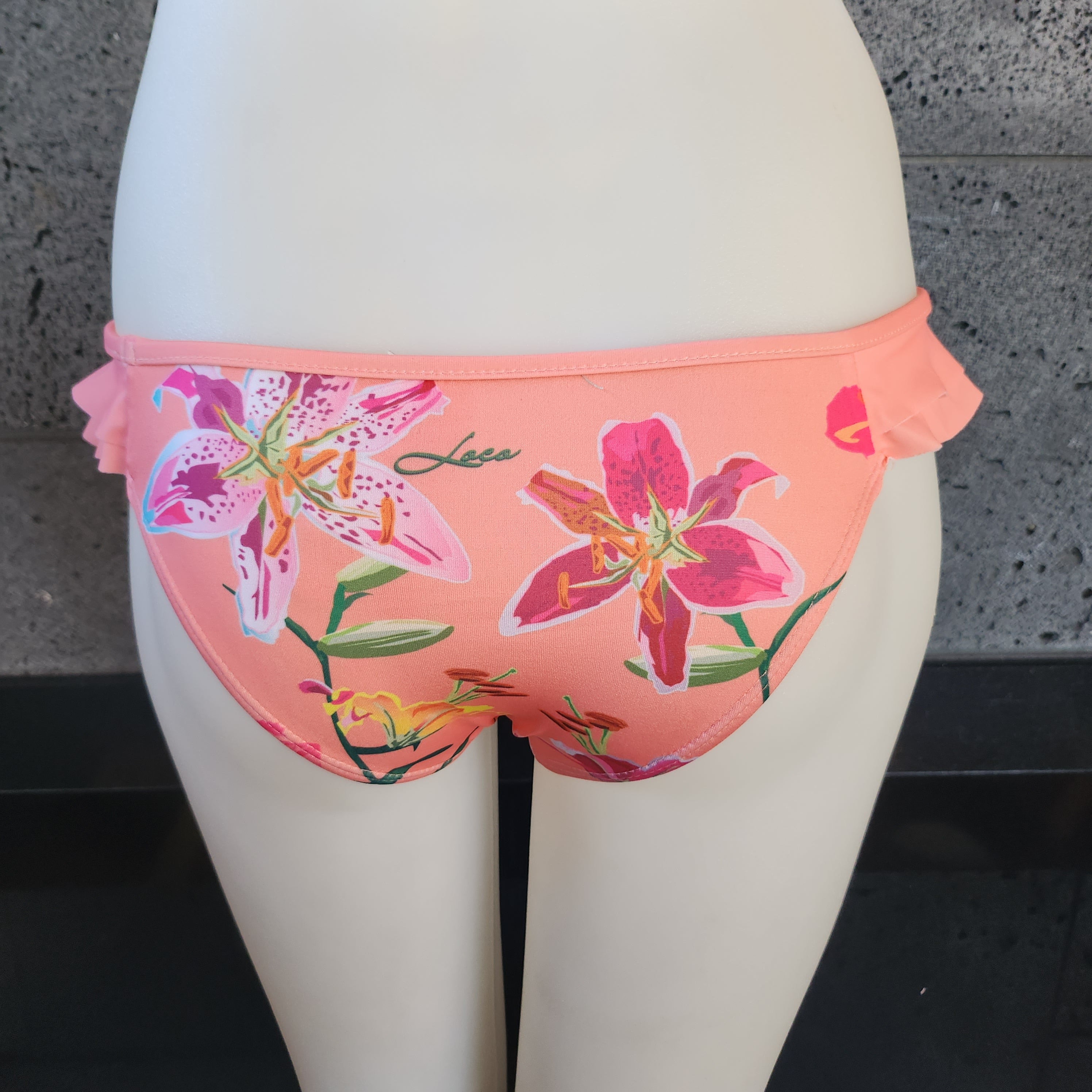 Loco Boutique Woman's Tropical Orchid Double Side Ruffle Bikini Bottom