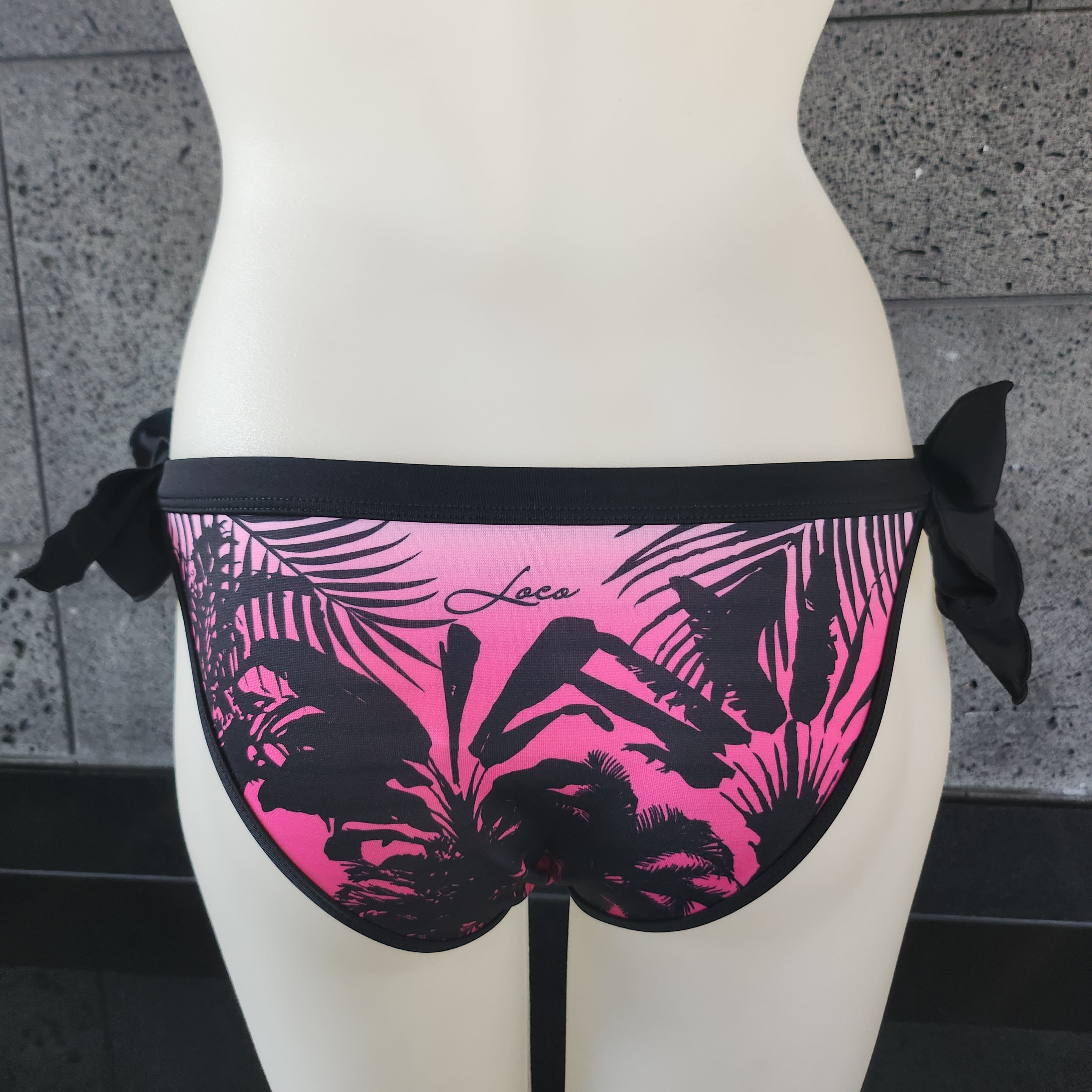 Loco Boutique Shadow Stripe Reversible Banded Waist Bikini Bottom