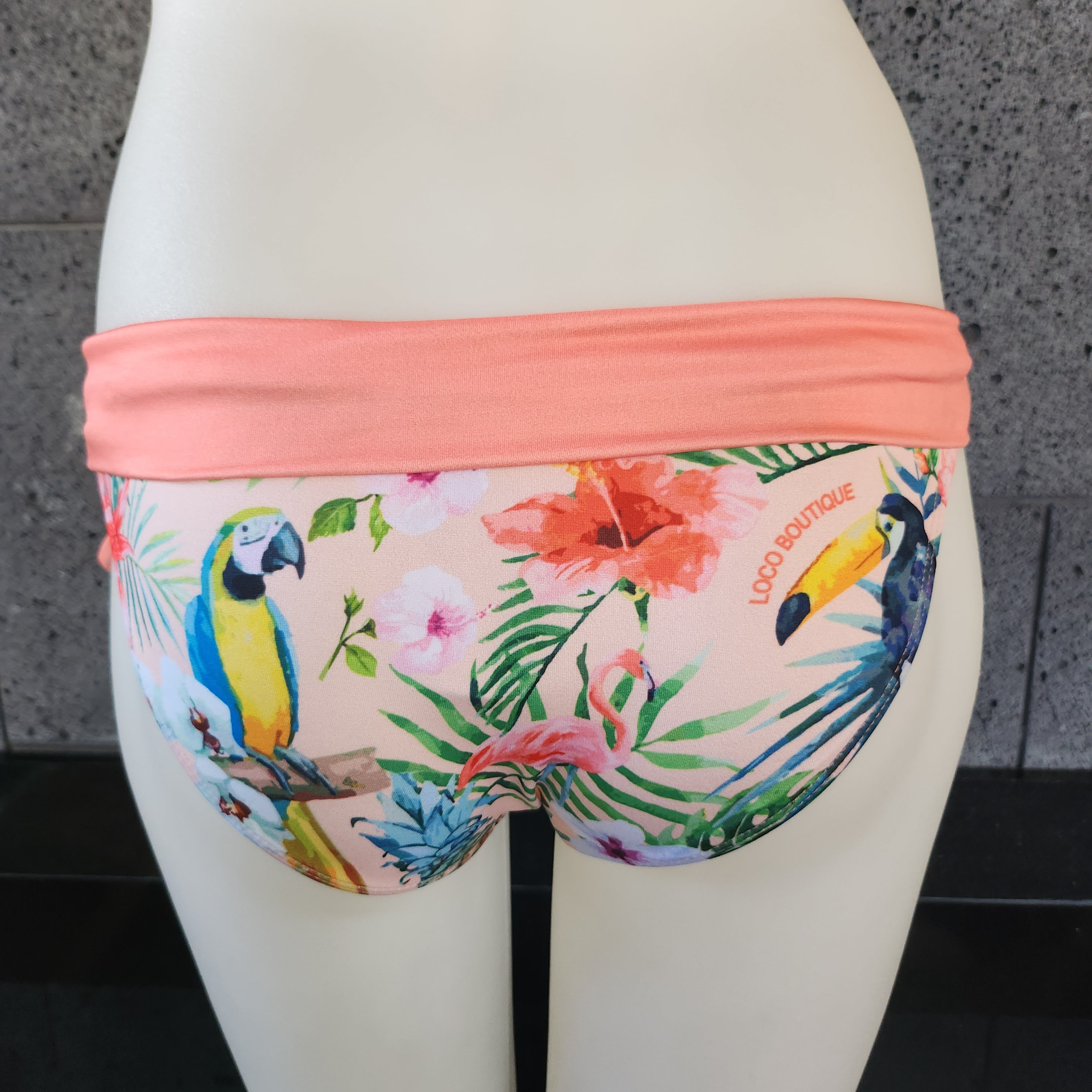 Loco Boutique Woman's Tropical Bird Folded Over Bikini Bottom