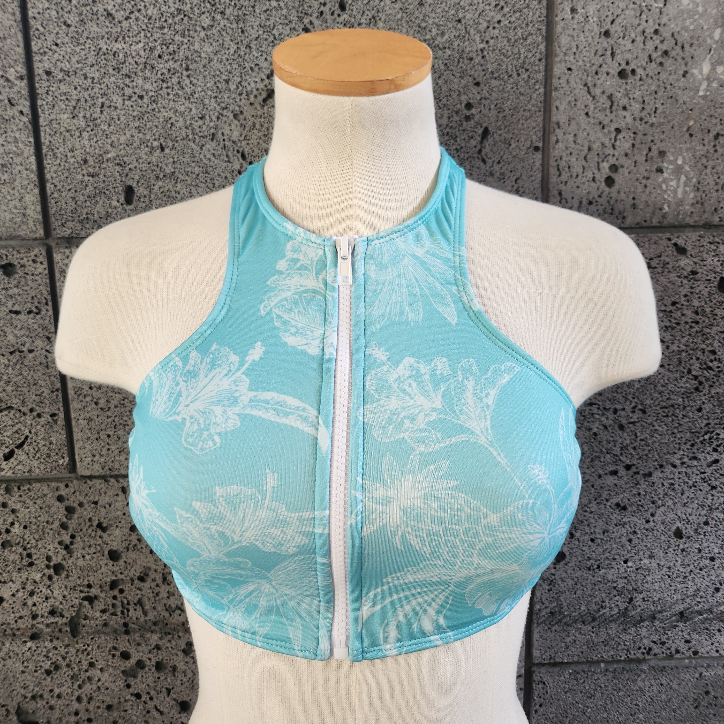 Loco Boutique Lagoon Zip Front Crop Halter