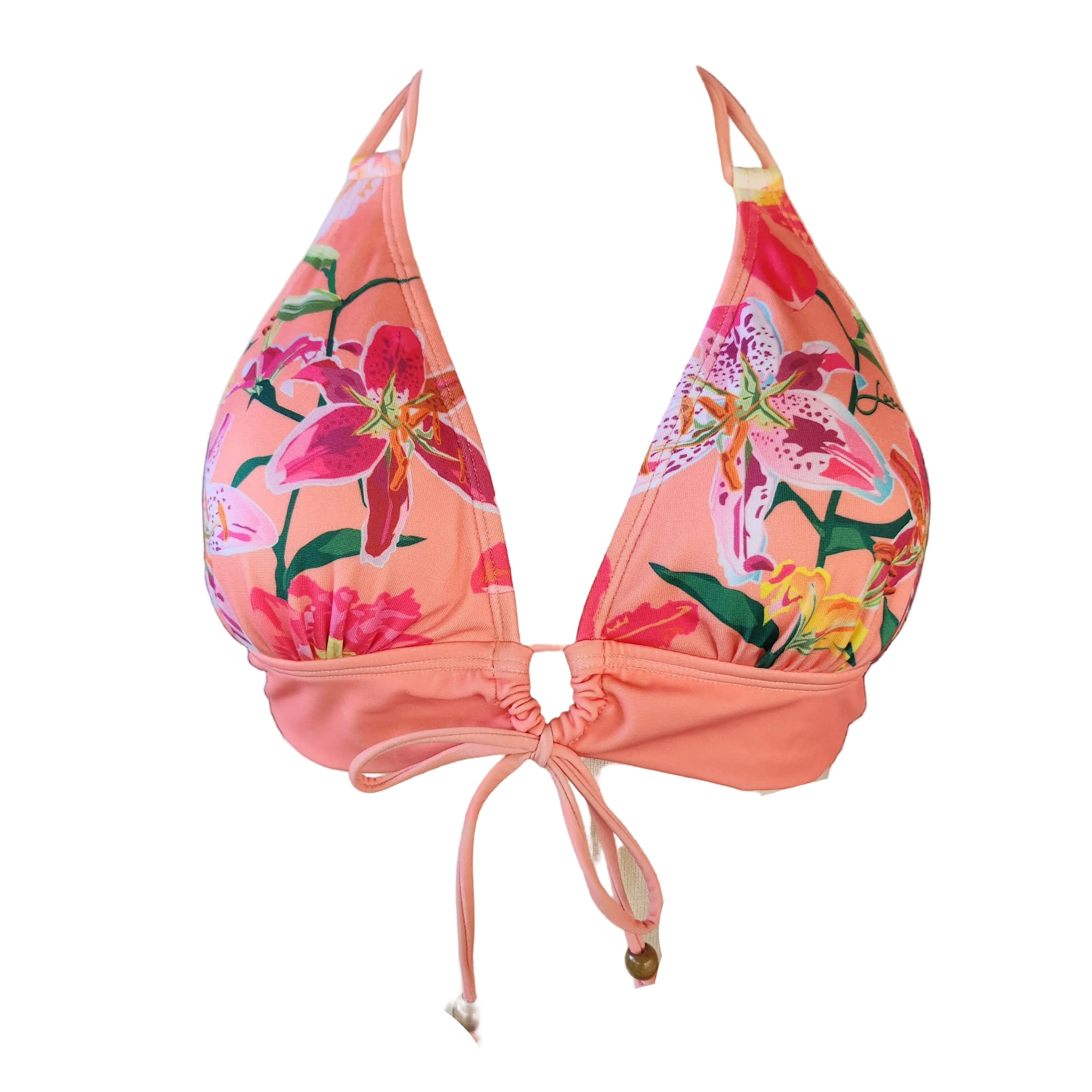 Loco Boutique Woman's Tropical Orchid Keyhole Front Banded Chest Bikini Top - Loco Boutique