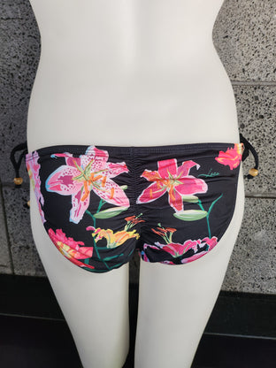 Loco Boutique Woman's Tropical Orchid Cinched Back Side Ties Bikini Bottom - Loco Boutique