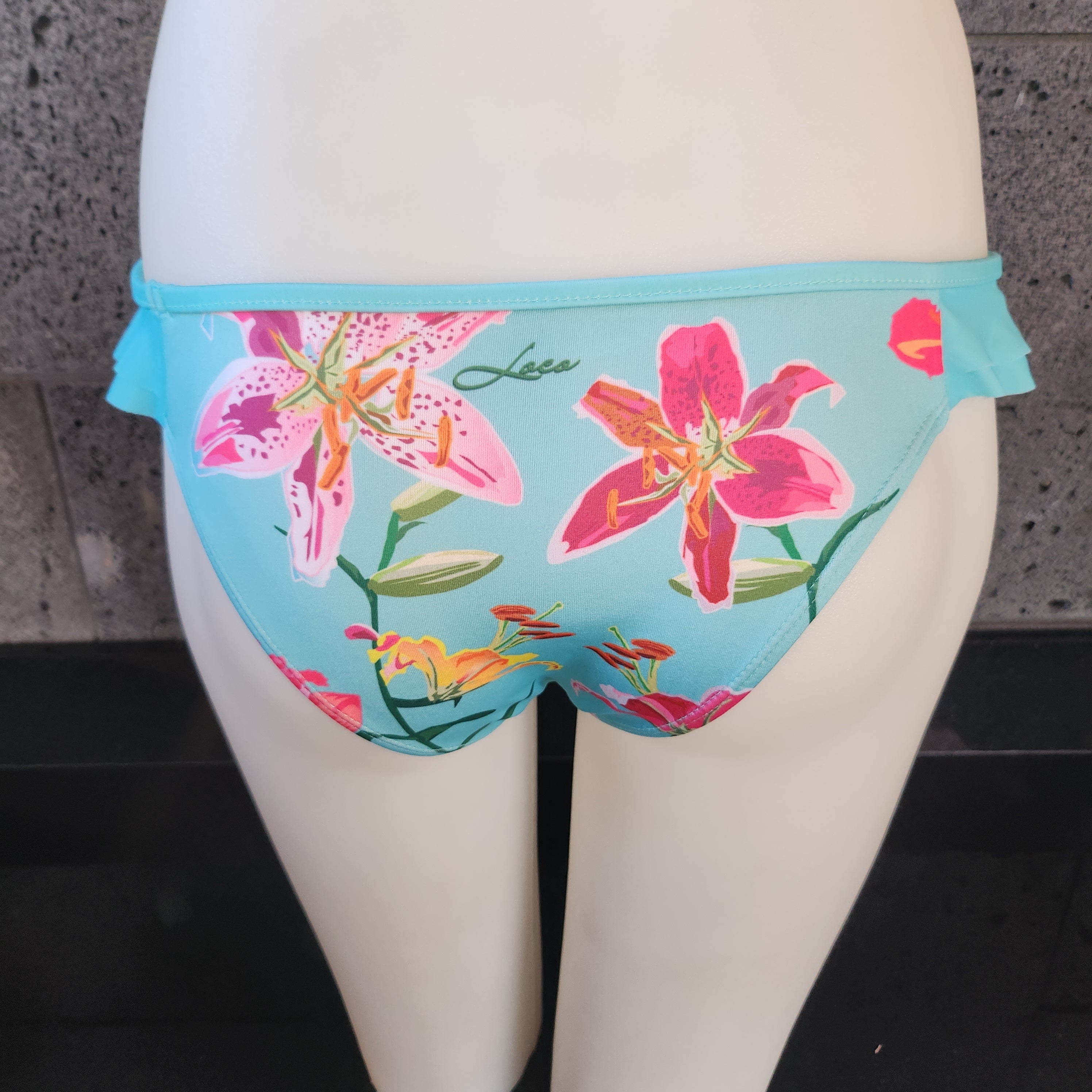 Loco Boutique Woman's Tropical Orchid Double Side Ruffle Bikini Bottom