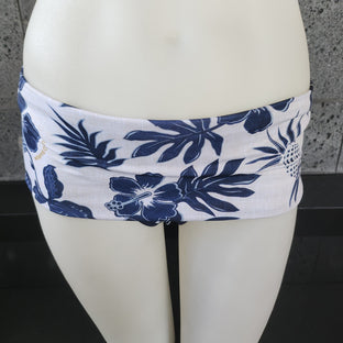 Loco Boutique Woman's Thicket Linen Stripe Reversible Folded Waistband Bikini Bottom