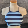 Loco Boutique Woman's Watercolor Hibis Reversible Halter Crop Top - NAVY / M