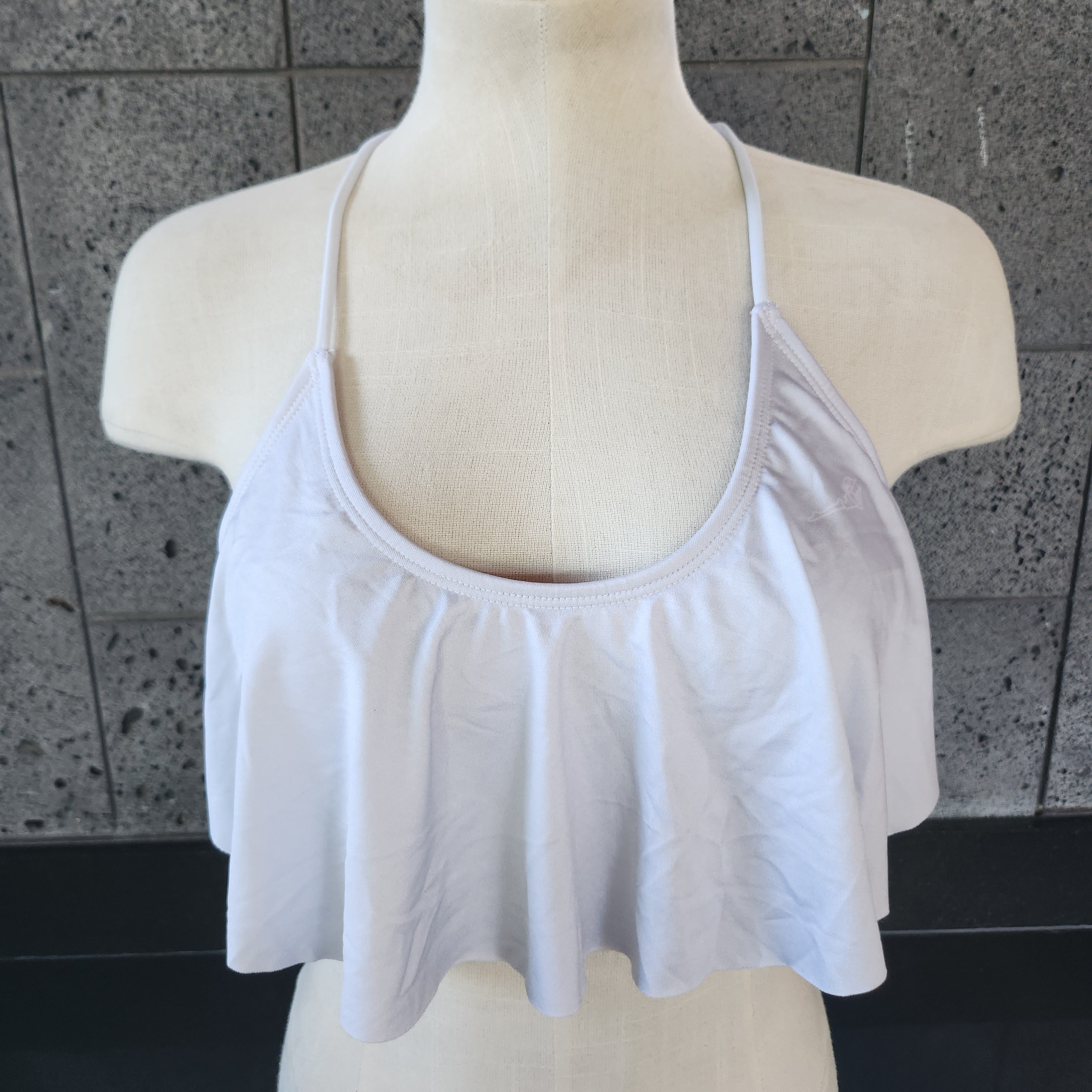 Loco Boutique Solid Logo Flounce Crop Top