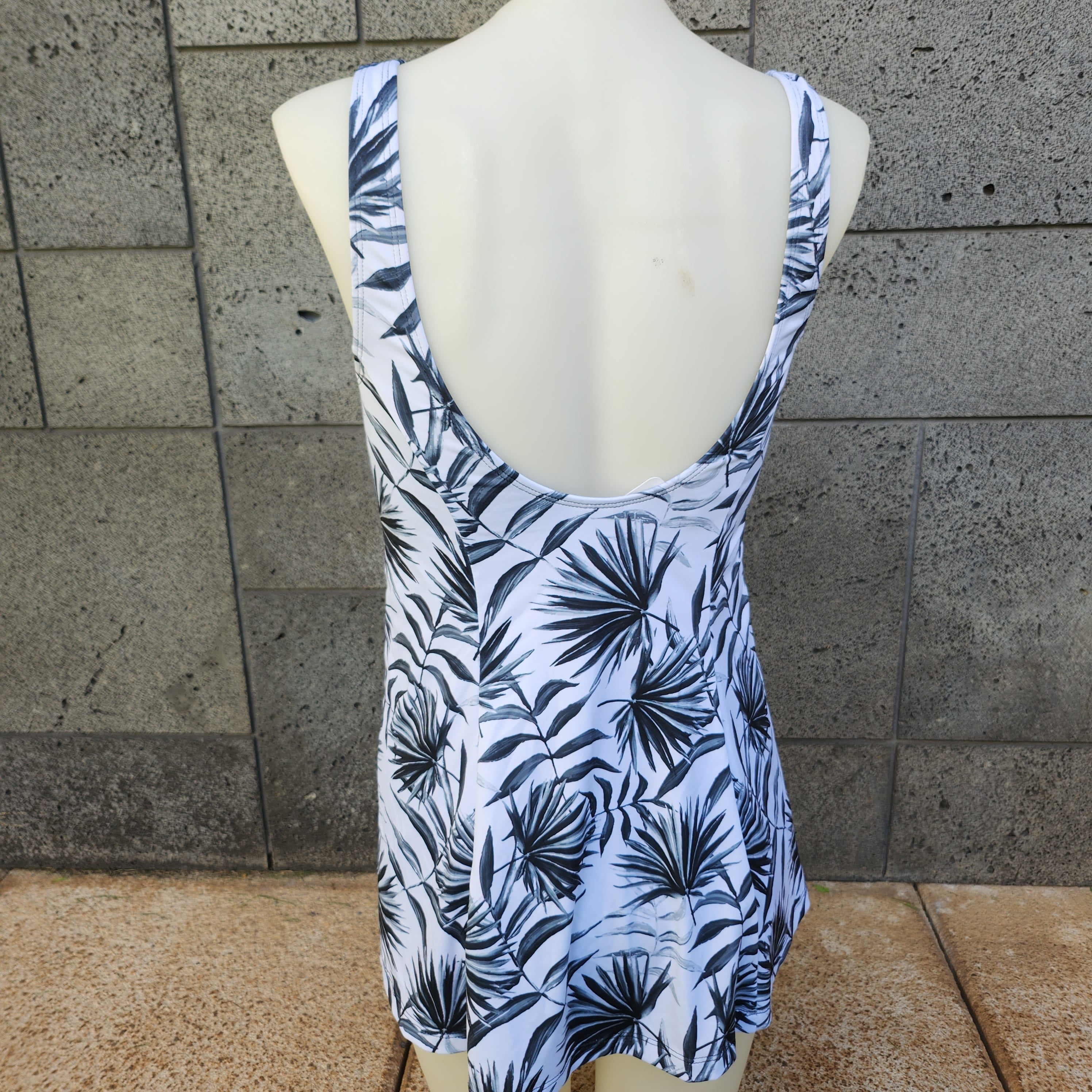 Loco Boutique Tropical Leaves Princess Seam Swim Dress