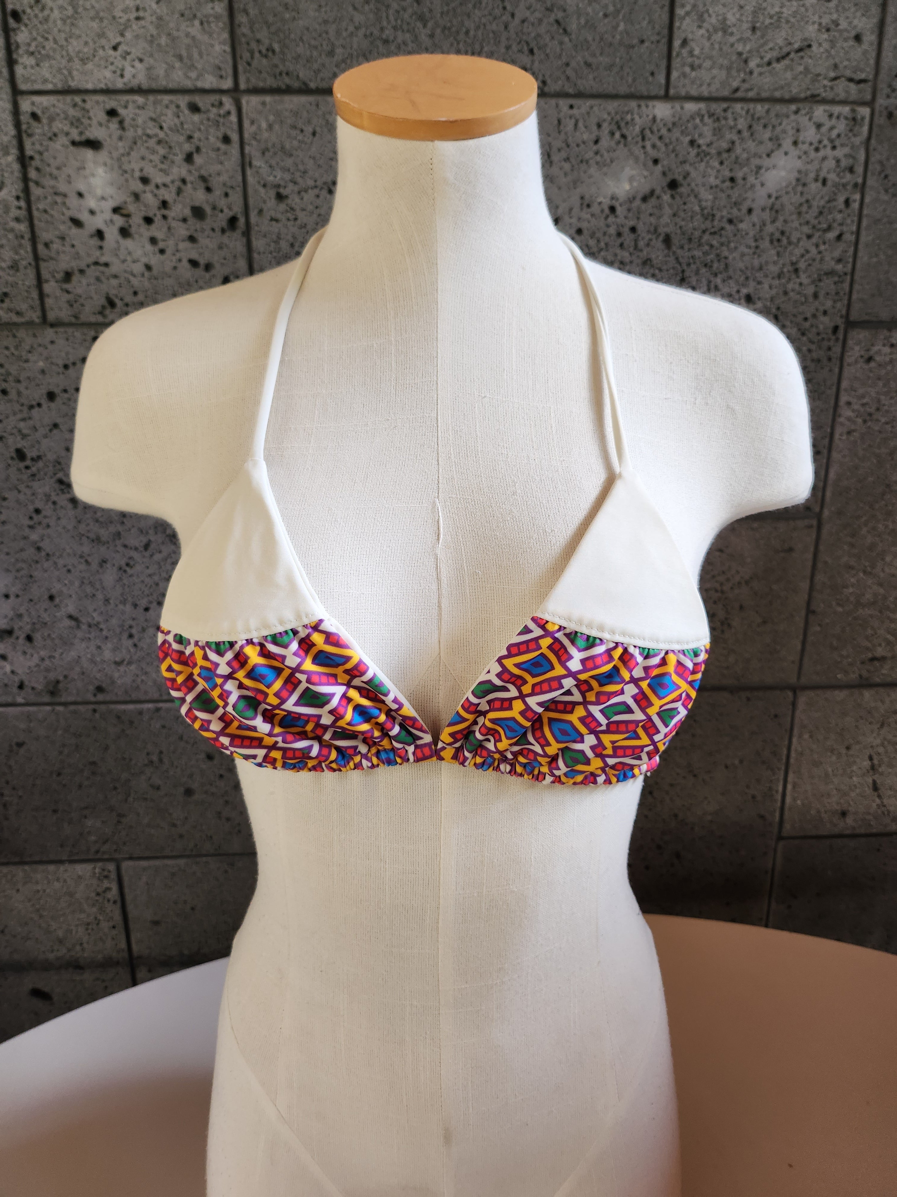Loco Boutique Navajo Tie Back Two Tone Triangle Bikini Top