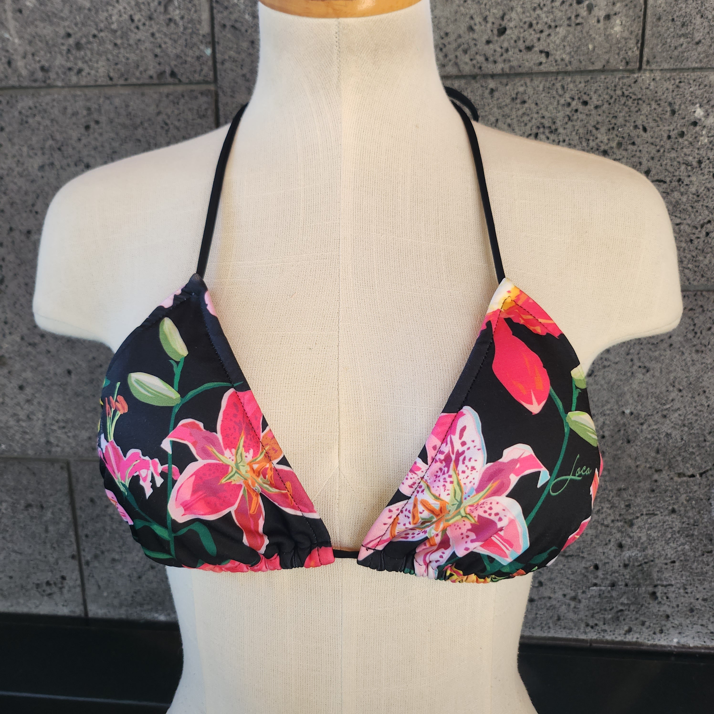 Loco Boutique Woman's Tropical Orchid Sliding Triangle Bikini Top