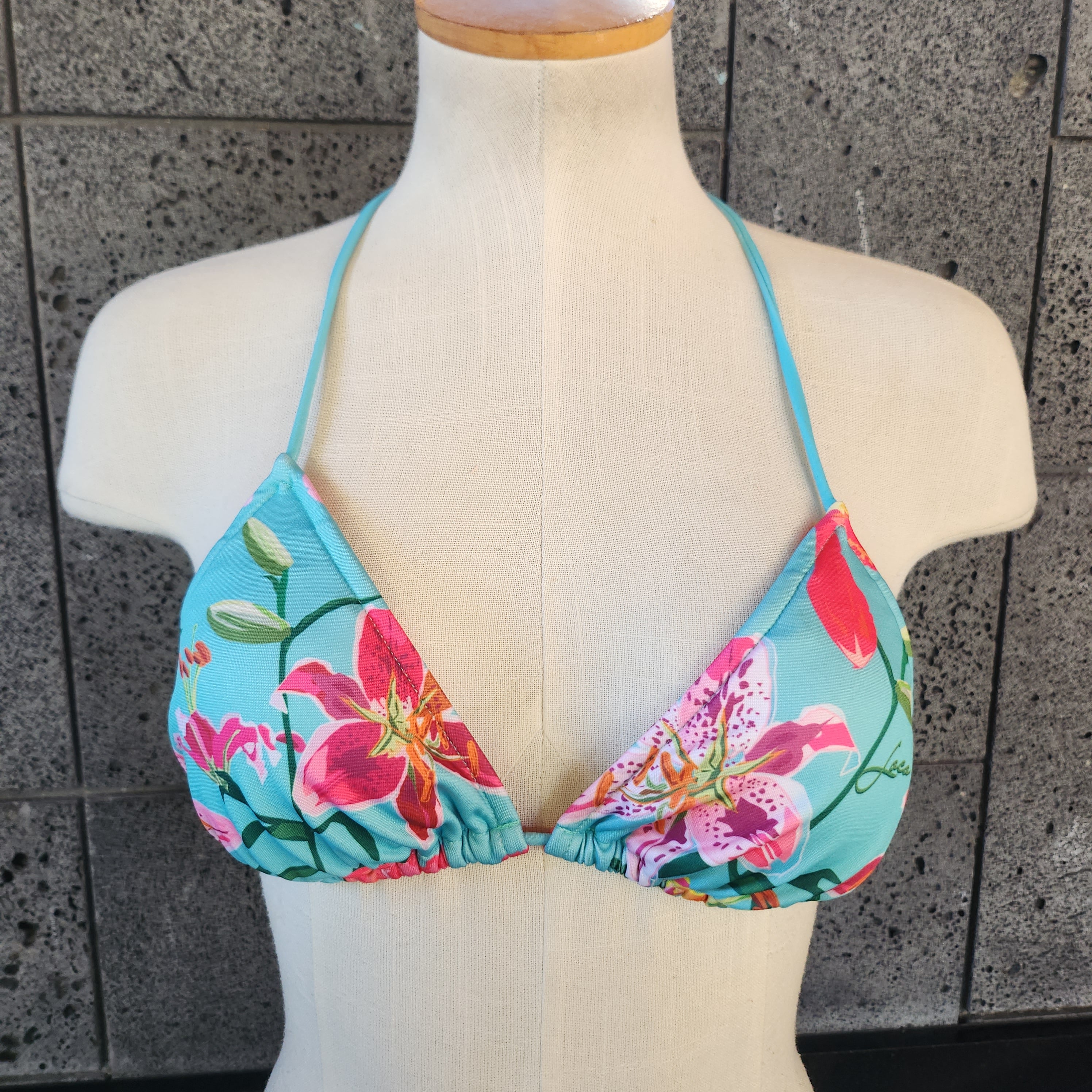 Loco Boutique Woman's Tropical Orchid Sliding Triangle Bikini Top