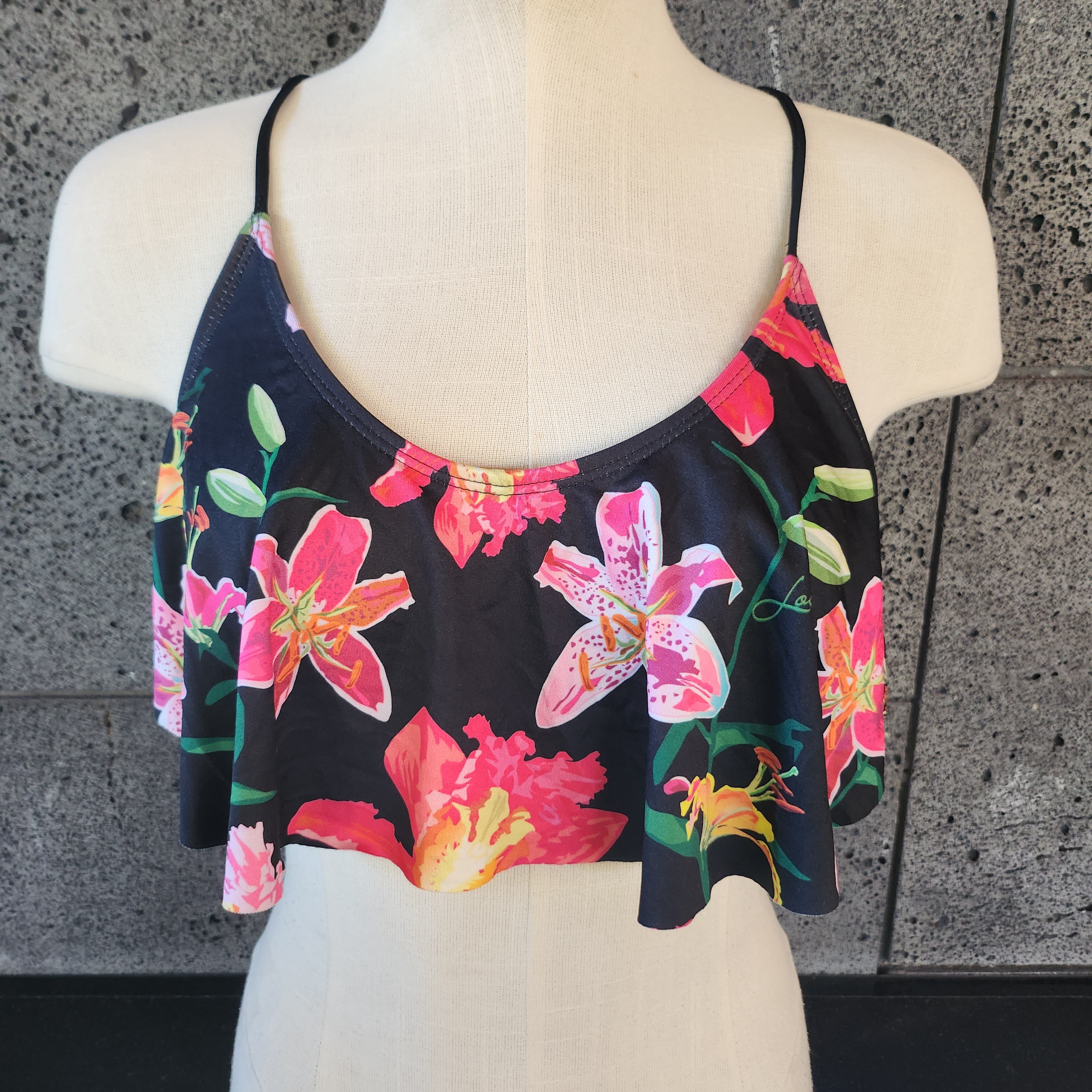 Loco Boutique Woman's Tropical Orchid Sporty Crop Top Bikini