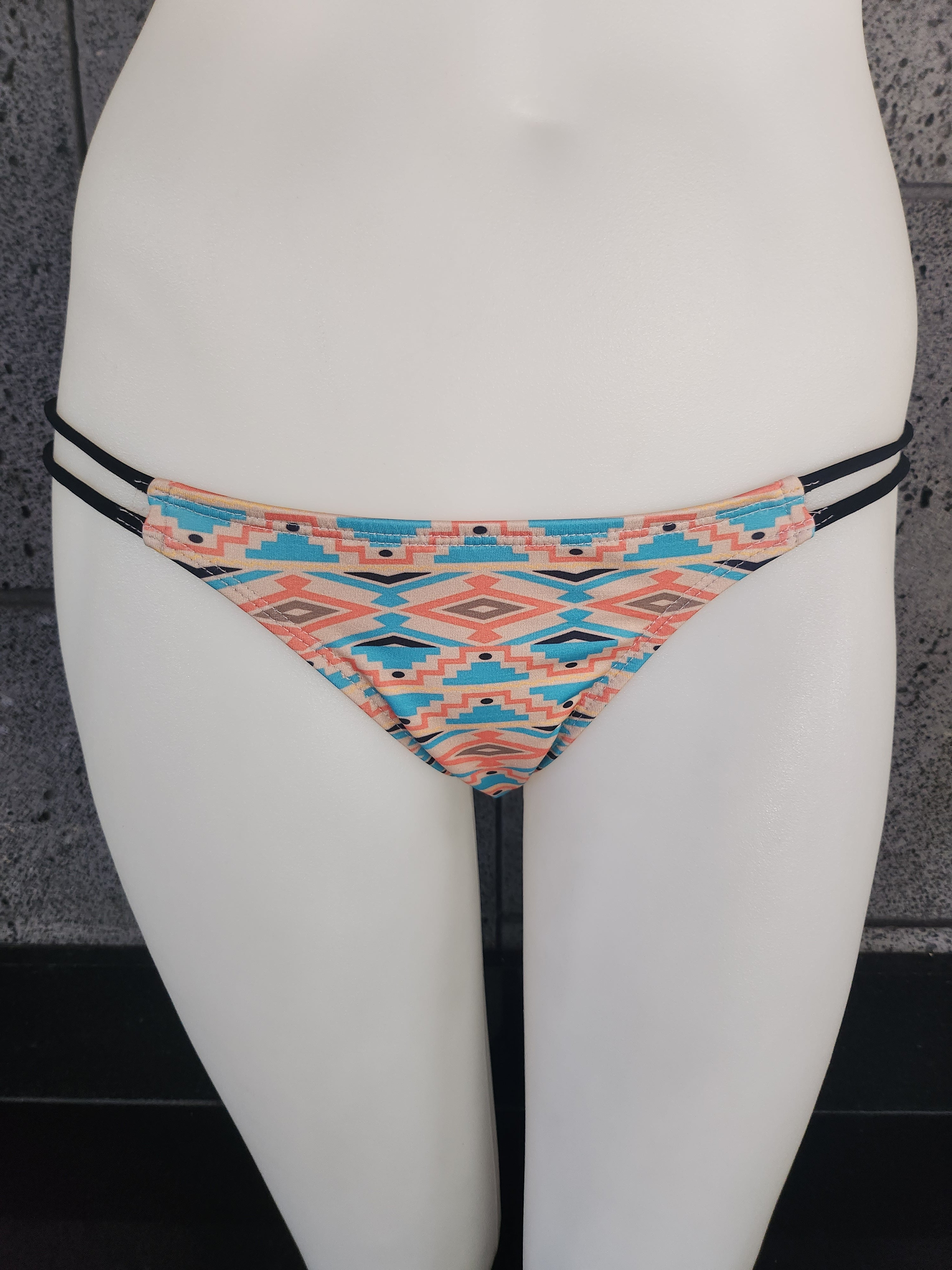 Loco Boutique A-Batik Strappy Side Cinched Rear Bikini Bottom
