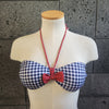 Loco Boutique Mixed Gingham Tab Front Bandeau - NAVY / XS