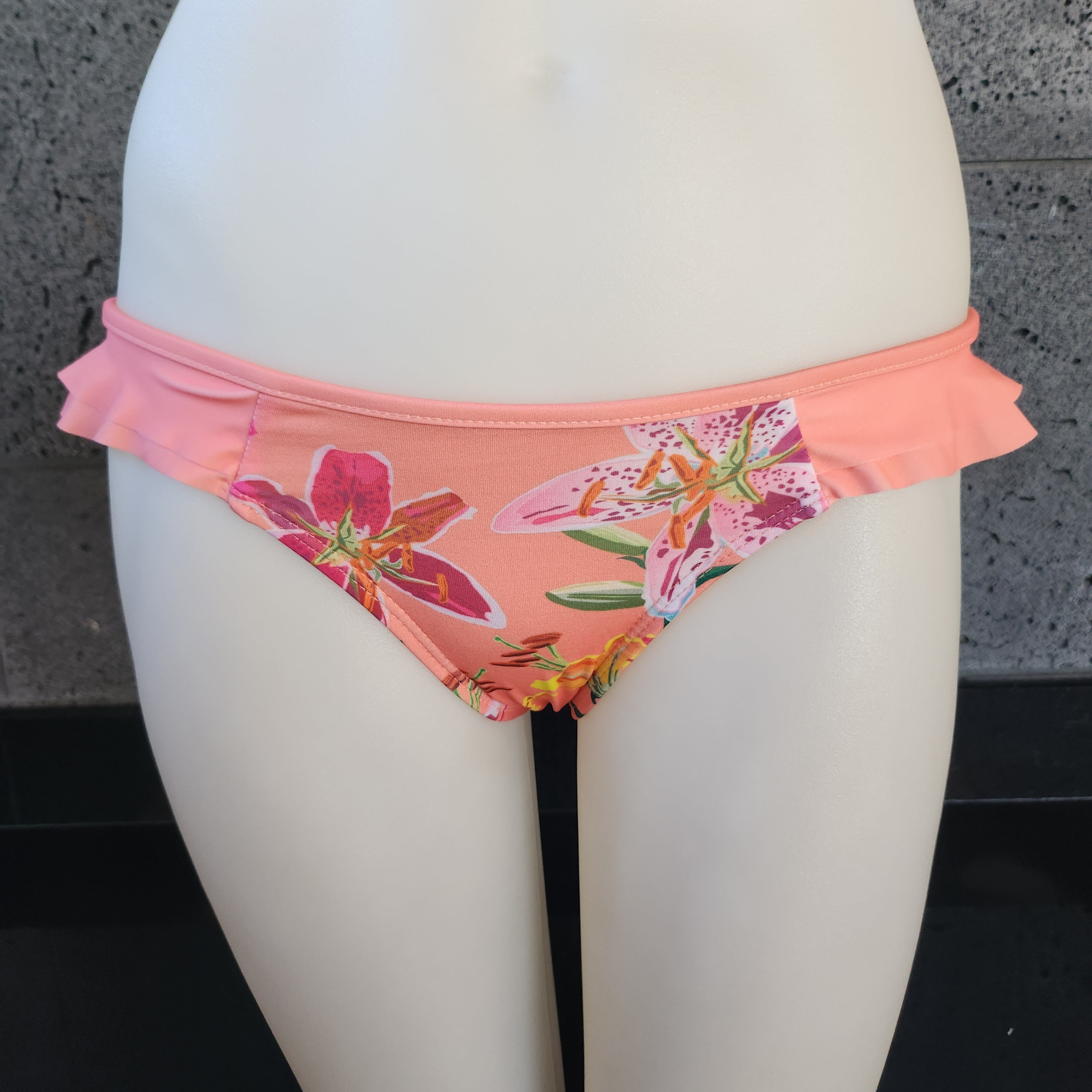 Loco Boutique Woman's Tropical Orchid Double Side Ruffle Bikini Bottom
